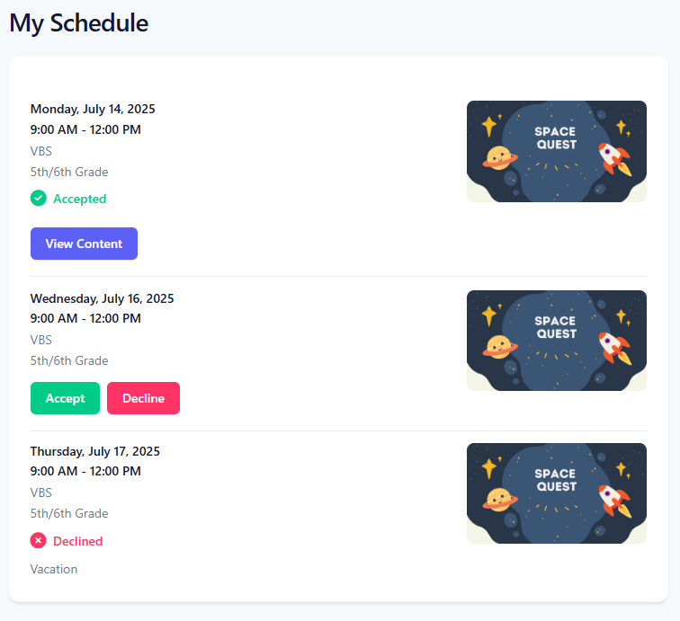 My Schedule