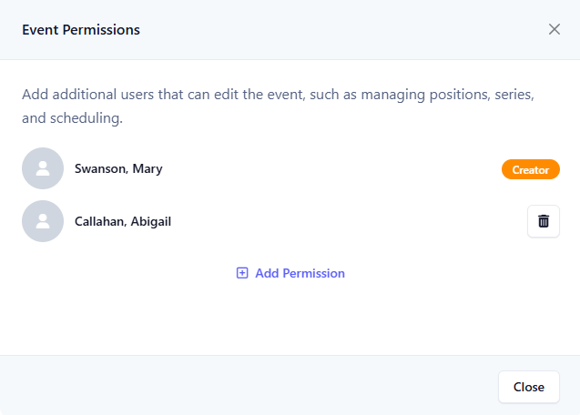 Delete permission success