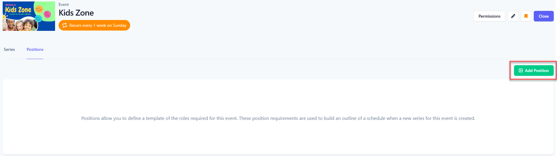 Add position button