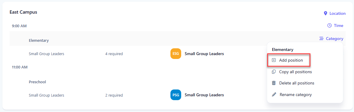 Add position category