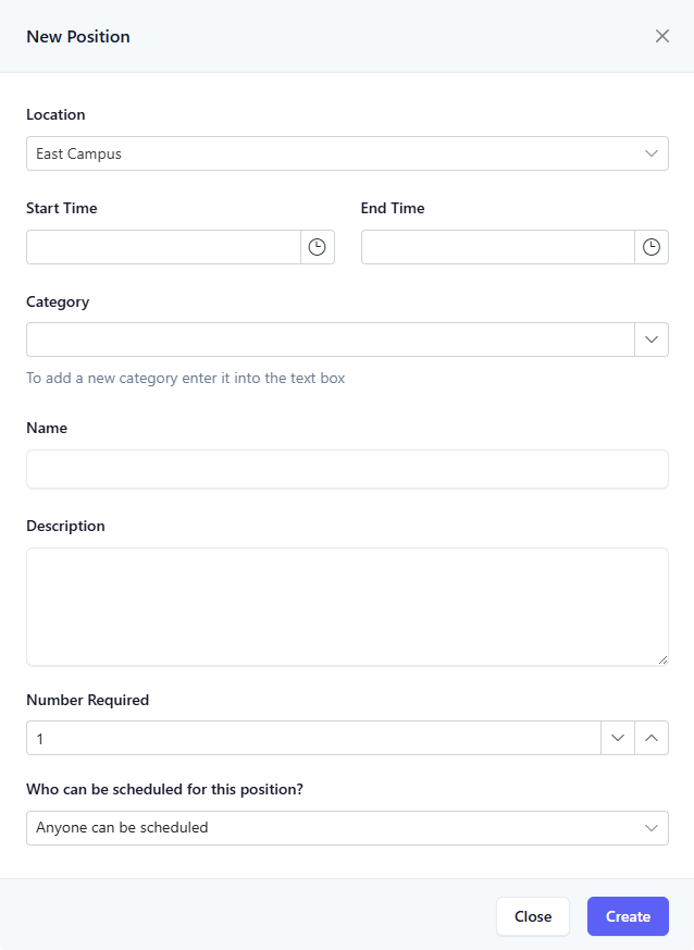 Add position panel