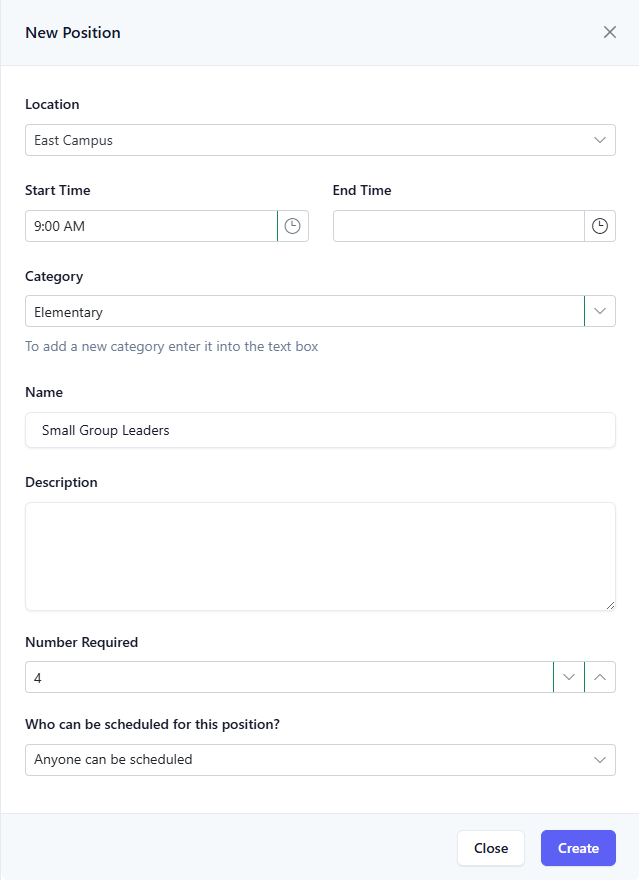Add position panel