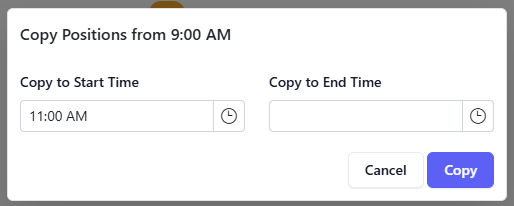 Copy positions dialog