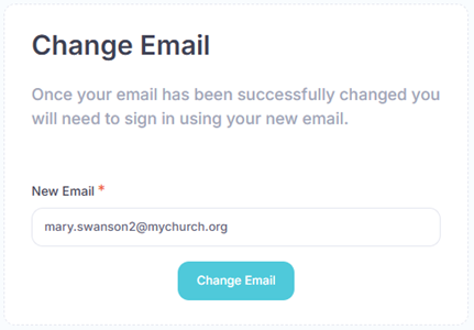 Change email screen