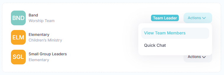 View team members menu