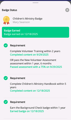 Earned Badge Details