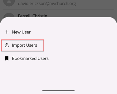 Import Users Menu