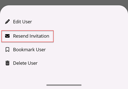 Resend Invitation Menu